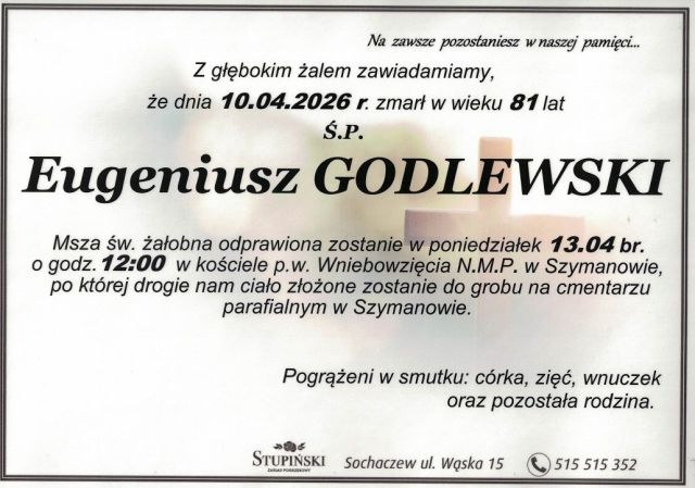 Nekrolog Zakład Pogrzebowy Stupiński Sochaczew - Eugeniusz Godlewski